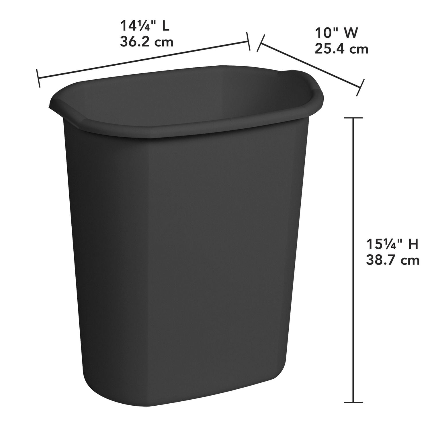 Sterilite 20 L Rectangular Wastebasket- Black, 20 L