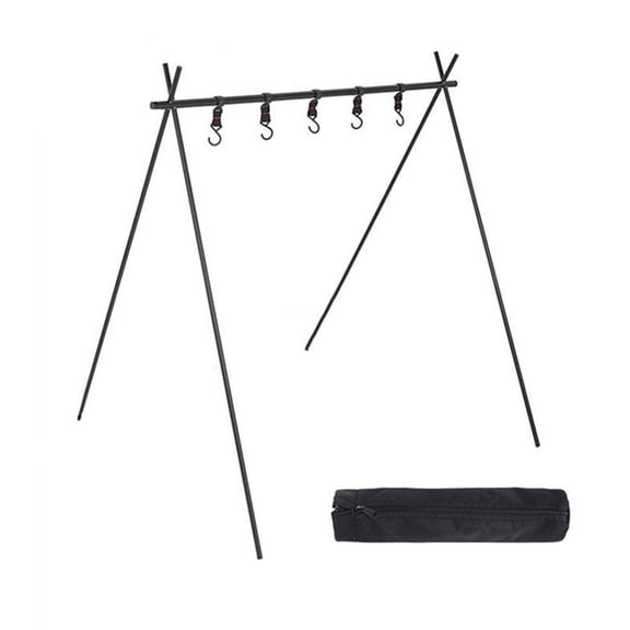 Outdoor Aluminum Portable Camping Rack Folding Ultra-Light Camping Tripod Travel Sundries Hanger 61x100x1