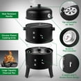 thumbnail image 3 of 31" Steel Charcoal Smoker, Heavy Duty Round BBQ Grill with Adjustable Vent System, Detachable 2-Layers Outdoor Vertical Barbecue Cooker with Thermometer for Outdoor Cooking Patio Camping, 3 of 7