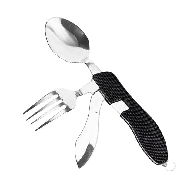 Hearth & Gear Foldable Tableware Spoon And Fork 4 In 1 Tablespoon Stainless Steel Portable Tableware Set For Outdoor Camping Internal Frame Backpack for Men Kids Gear Mens Backpack Hiking Emergency