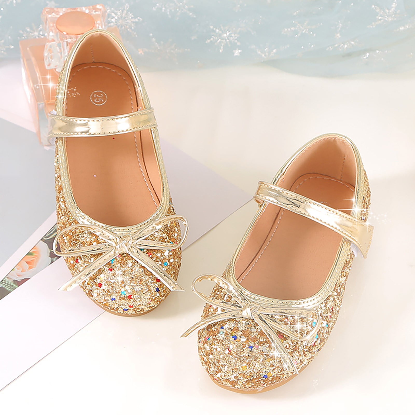 NOKIO Flower Girl Princess Party Shoes Sparkling Rhinestones