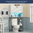 thumbnail image 5 of BELLEZE Over The Toilet Storage Cabinet with LED Light, Freestanding Above Toilet Rack with Adjustable Shelf, Bathroom Space Savers Anti-Tipping Device Included - Murano (White), 5 of 7