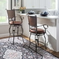 thumbnail image 4 of Powell Beatrix Big & Tall 30" High Back Indoor Copper Stamped Round Metal Bar Stool wth Swivel, Bronze/Warm Rust Faux Leather, 4 of 13
