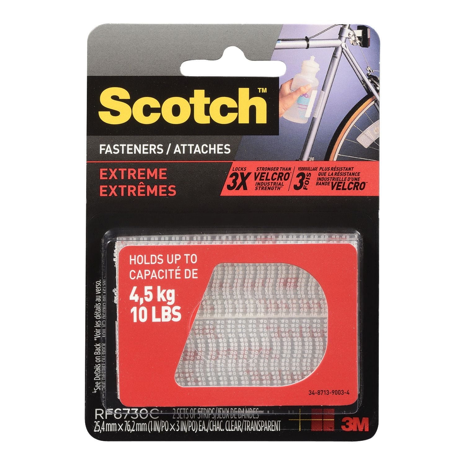 Attaches extrêmes Scotch(MC), RF6730C, transparent, 25 mm x 76,2 mm (1 po x 3 po)