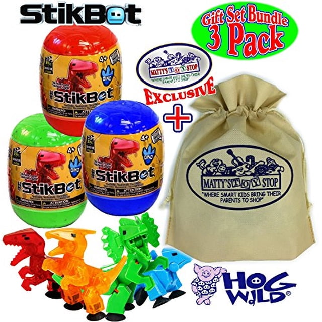 Hog Wild StikBot Dinosaur (Dino) Mystery Egg Figures Gift Set Bundle con la exclusiva bols Hog Wild Hog Wild