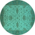 thumbnail image 1 of Ahgly Company Indoor Round Oriental Turquoise Blue Industrial Area Rugs, 3' Round, 1 of 4