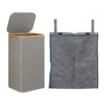 thumbnail image 1 of Cesto para la colada, cesta de almacenamiento para ropa sucia con tapa, almohadas con asas, organizador con bolsa interior para guardería familiar Gris, 1 of 9