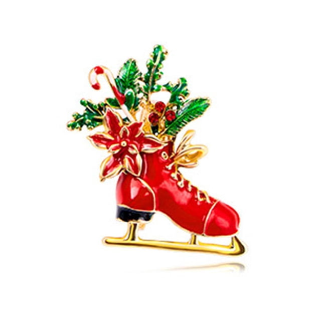 Ruifaya ☮Broche de copo de nieve navideño brillante con delicados diamantes de imitación para mujer