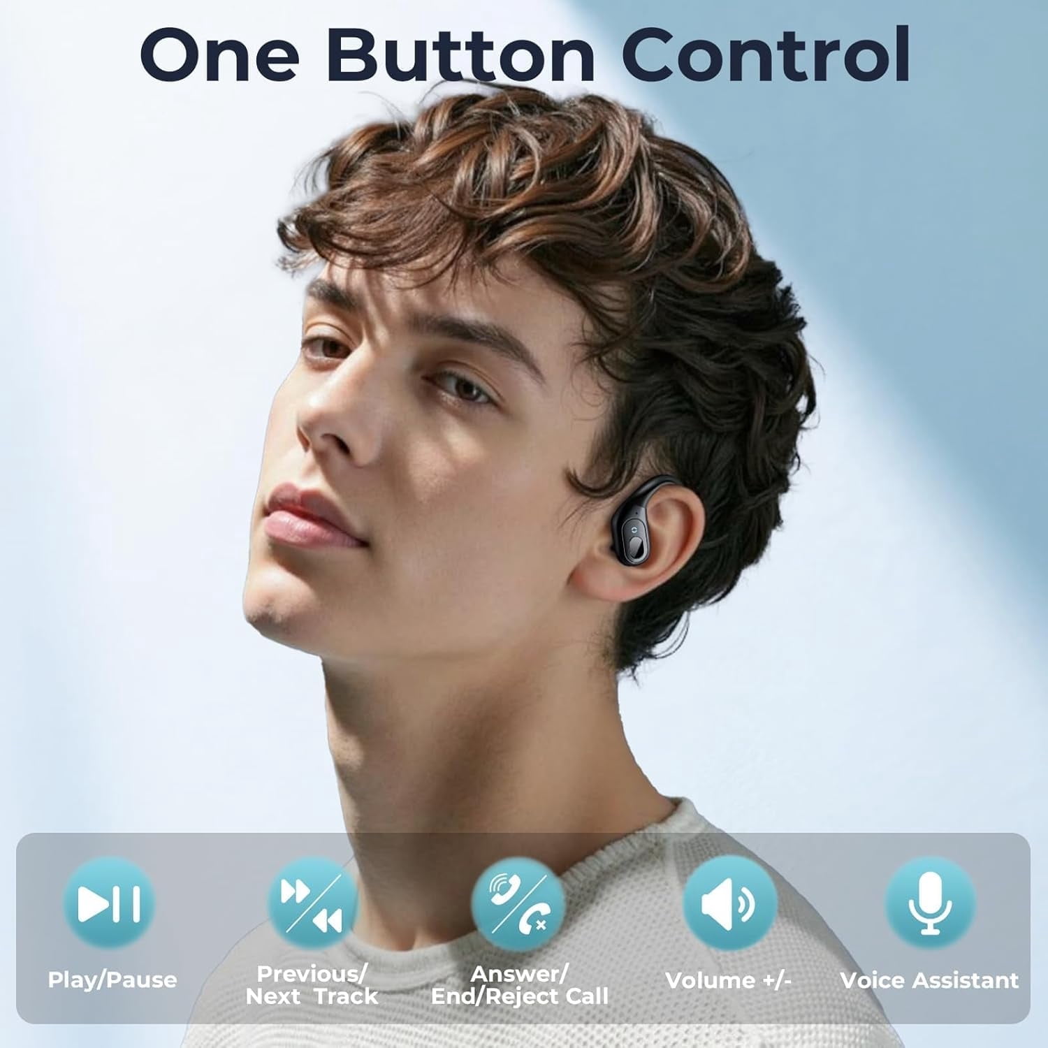Active Noise Cancelling Earbuds Wireless Bluetooth 5.4 Headphones Ear Buds 90Hrs Playback Stereo Bass Earphones with Mic Over-Ear Hooks Headphones IPX7 Waterproof Headset for Work Sports Running Gym