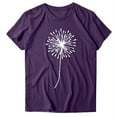thumbnail image 4 of MIXUE Womens Summer Tops Dandelion Print O Neck Short Sleeve Loose Casual Shirts For Women T-shirts Sportwear,Purple,S, 4 of 5