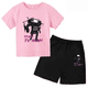 thumbnail image 3 of Conjunto de camiseta y pantalones cortos de manga corta para niño y niña, traje informal de moda para niño, 2 piezas, con estampado de baño Skibidi, 3 of 5
