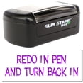 thumbnail image 1 of Slim Pre-Inked Redo In Pencil And Turn Back Stamp, Slim 1444, Ultra Slim Design, Impression Size 1/2" by 1-3/4", Up to 25,000 Impressions - Purple Ink, 1 of 10