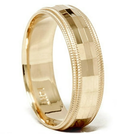 Mens 14K Gold Diamond Facet Cut Wedding Ring Band New Walmart