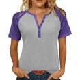 thumbnail image 3 of Eiyaclvo Womens Summer Tops Short Sleeve Raglan T Shirts V Neck Loose Tunic Top Trendy Color Block Blouse Casual Dressy T-Shirt, 3 of 9