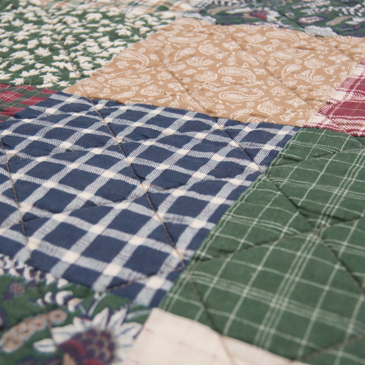 Donna Sharp Rustic Paisley 3PC Pieced Cotton Queen Quilt Set
