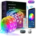 thumbnail image 1 of LED Strip Lights Smart Phone APP Controlled Sync to Music 10M 32.8ft Waterproof RGB Light Strips Kit compatible with Alexa & Google IFTTT, 1 of 10