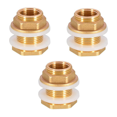 thumbnail image 3 of Solid Brass Bulkhead Fitting,6Sets 1/2in Female 3/4in Male Solid Brass Water Tank Connector Threaded with Silicone Rings, 3 of 8