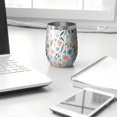 thumbnail image 3 of Floral 12oz Stainless Steel Insulated Wine Tumbler with Lid and Straw – Double Wall Vacuum Mug for Hot & Cold Drinks, 304 Steel Interior, Sweat-Free Design,Thanksgiving,Christmas, Spring,Flower, 3 of 5