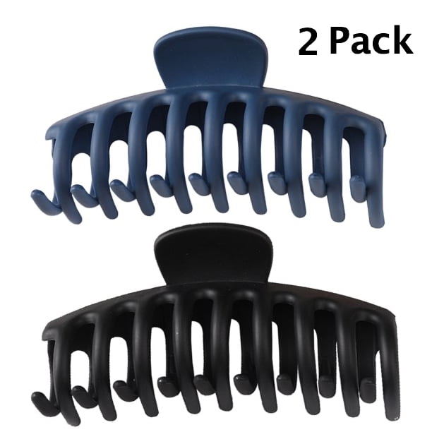 SennTech Big Hair Large Claw Hair Clips for Women Girls  Night 4 inch Nonslip Strong Hold Hair Clip (2 Pack) Colors Blue Black