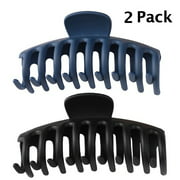 Senntech Big Hair 4” Large Claw Hair Clips 4 Inch Nonslip Strong Hold Hair Clip (2 Pack) Blue / Black