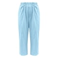 thumbnail image 4 of Pxiakgy Cropped Pants for Women Pocket Cotton Linen Fashion Solid Color Pants Casual Long Pants Sky Blue 4Xl, 4 of 5