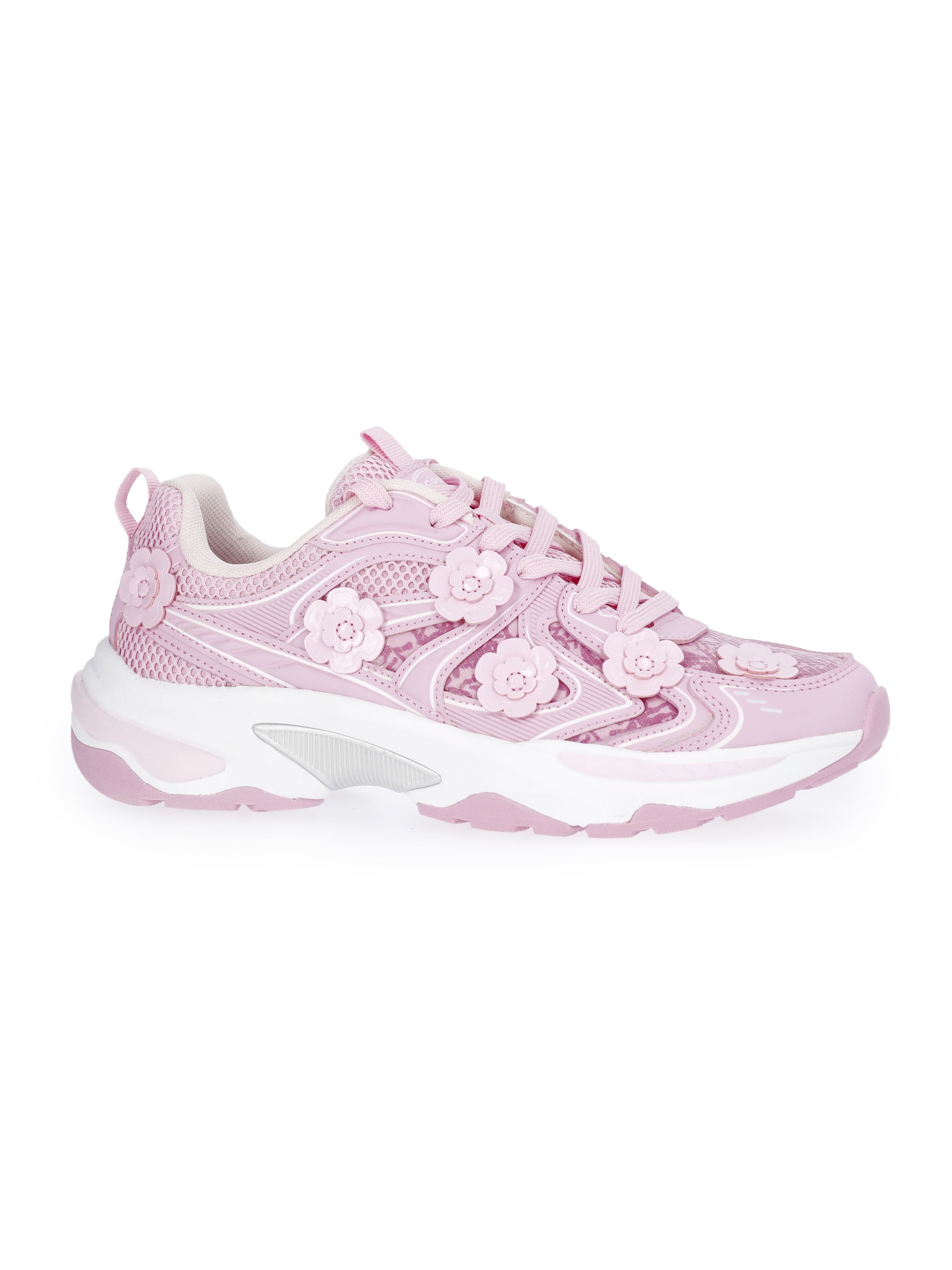 Scoop Women's Sporty Sneakers with Flower Appliques