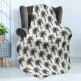 thumbnail image 4 of Palm Tree Soft Flannel Fleece Throw Blanket, Fully Grown Coconut Banana Trees with Retro Effect Forest Foliage, Cozy Plush for Indoor and Outdoor Use, 70" x 90", Dark Brown White, by Ambesonne, 4 of 5