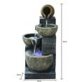thumbnail image 3 of Indoor/Outdoor Tabletop Tiered Basin Waterfall Fountain, Natural Stone Look, Brown with LED and Bowl for Garden, Patio, Backyard, Deck, Porch and Home Art Decor, 3 of 5