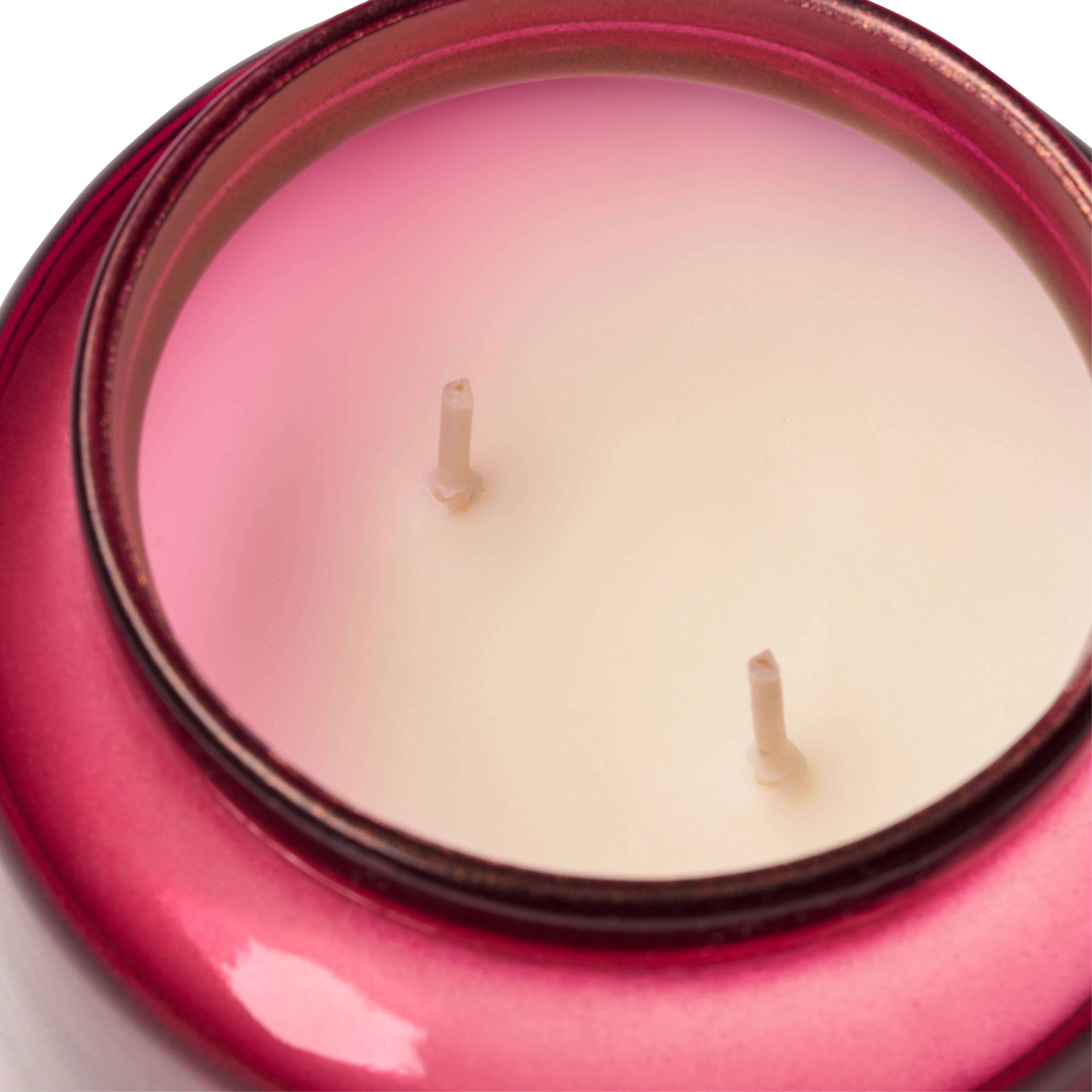 Better Homes & Gardens 2-Wick Red Glass Jar Candle with Gold Lid, Red Cranberry & Cherry, 14oz.