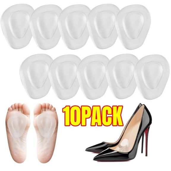 10 Pack Metatarsal Pads Women Mens, Ball of Foot Cushions for Women Heels, Metatarsal Foot Pads for High Heel Inserts, Silicone High Heel Comfort Pads Insoles for Metatarsalgia Pads