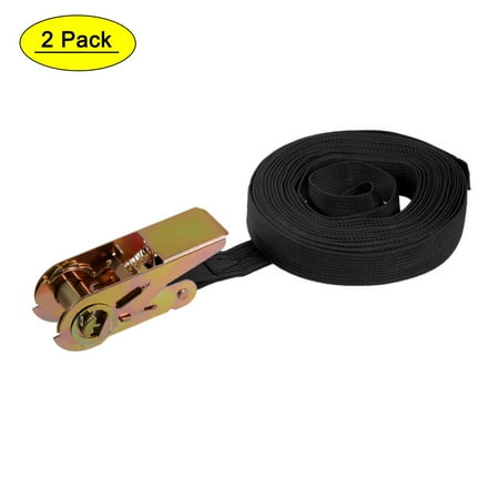 

Uxcell 8Mx25mm 250Kg Work Load Ratchet Tie Down Strap Black 2 Pack