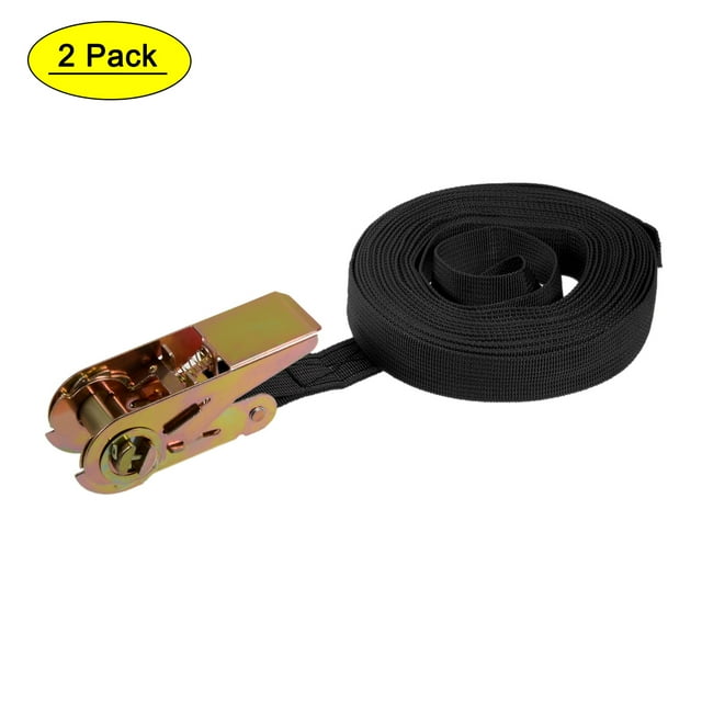 Correa de sujeción de trinquete Uxcell 8Mx25mm 250Kg de carga de trabajo, negra, 2 paquetes