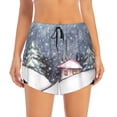 thumbnail image 2 of Goofa Watercolor Winter Landscape For Christmas Printed Women 2 in 1 Running Shorts,Quick Dry Athletic Workout Shorts,High Waisted Athletic Shorts with Liner Pockets-, 2 of 9