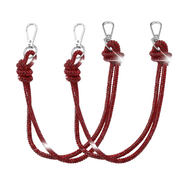 Guardurnaity 2 piezas de correas de repuesto para bolsos con diamantes de imitación y asa brillante, accesorios de hombro de platino. Bolsas de mensajero y de hombro rojo
