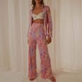 thumbnail image 2 of Fashion Outfits Women 2 Piece Outfits Casual Long Sleeve Loose Fit Button Down Shirts Blouses Tops Wide Leg Long Pants Sets Loungewear, 2 of 6