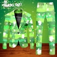thumbnail image 4 of Male Long Sleeve Coat And Pants Two Piece Suit Printed Button And Multi Pockets Suit For Holiday Party Events Men'S Suits Green M, 4 of 6