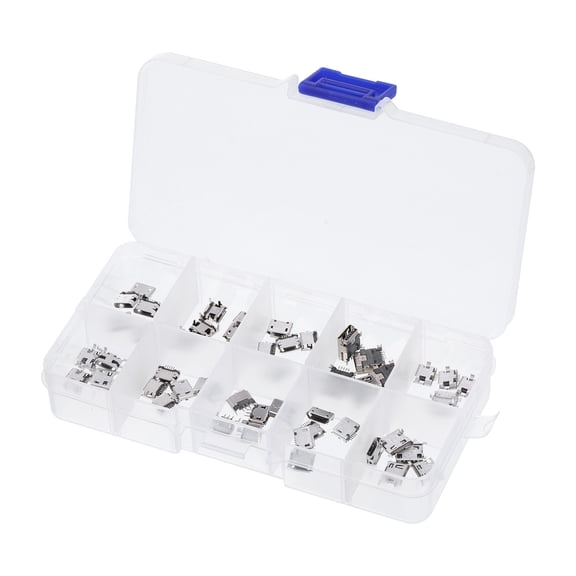 Uxcell Micro USB Sockets Kit Female Plug Connector Port Repair Replacement Terminal for Electronic Circuit Board 50 Pack