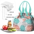 thumbnail image 4 of Boho Bohemia Pioneer Flower Art Drawstring Lunch Bag Women - Drawstring Lunch Bag Insulated for Work Office - Stain-Resistant Large Lunchbags for Women with Multi-Pockets, 4 of 6