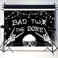 thumbnail image 2 of Skeleton 2nd Birthday Backdrop for Bad Two the Bone Black White Skull Two Years Old Bday Rock and Roll Boy Cool Photography Background Decorations Photo Booth Studio Prop, 2 of 5