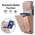 thumbnail image 6 of Nalacover Wallet Case for iPhone 12 Pro / iPhone 12 6.1", Back Card Slots/Bag Magnetic Button Ring Holder Stand Cover with RFID Blocking Wrist Hand Strap Luxury PU Leather Anti-Shocks Case,Rosegold, 6 of 9