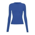 thumbnail image 7 of Baberdicy Long Sleeve Tshirts Shirts for Women Women's Long Sleeve Tops Round Neck Solid Color Slim Fit Casual Layering Tees, Blue3, L, 7 of 7