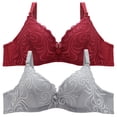 thumbnail image 1 of Brassiere Carnival para Mujer de Microfibra con Encaje Vino y Plata Talla 34B, 2 Piezas, 1 of 4