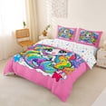 thumbnail image 3 of Erosebridal Cartoon Kawaii Mermaid Queen Duvet Cover Set,Cute Rainbow Coral Starfish Bedding For Girly 3pcs,No Comforter,Reversible, 3 of 6