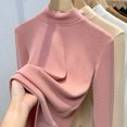 thumbnail image 4 of Wyobmus Womens Turtleneck Shirts Long Sleeve Fleece Undershirts Slim Fit Tops Mock Neck Base Layer Tops Pink, 4 of 4