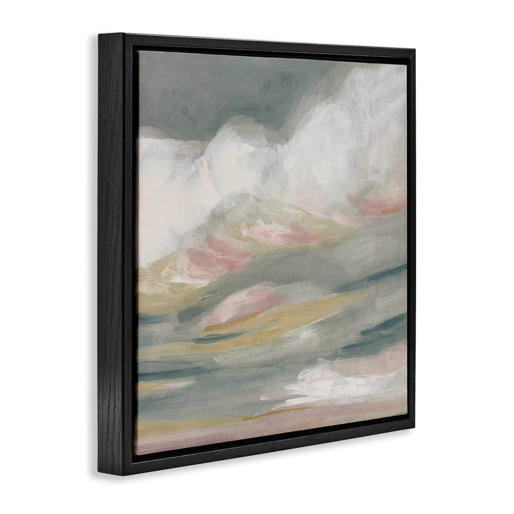 Stupell Industries Storm Clouds Abstraction Landscape Painting Black Floater Framed Canvas Art Print Wall Art, 18 x 18