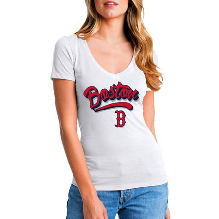MLB Boston Red Sox Women's Short Sleeve White Graphic Tee
