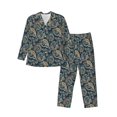 thumbnail image 1 of Fotbe Indian Paisley 2 Pijama de Hombre con Estampado de Manga Larga, Conjunto de 2 Piezas, Ropa de Dormir Suave y Cómoda con Bolsillos-Medium, 1 of 7