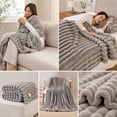 thumbnail image 7 of Throw Blanket Ribbed Striped Plush 47x83 Inches Washable for Couch Sofa Bed, 7 of 7