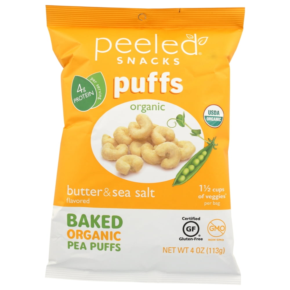 Peeled Organic Baked Pea Puffs Butter & Sea Salt , 4 Oz