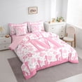thumbnail image 2 of jejeloiu Cute Western Cowgirl Boots 7-Piece Twin Bedding Sets For Girls,Pink Coquette Bowknot Alphabet M Bedding Comforter Set For Kids,Pink Reversible, 2 of 7